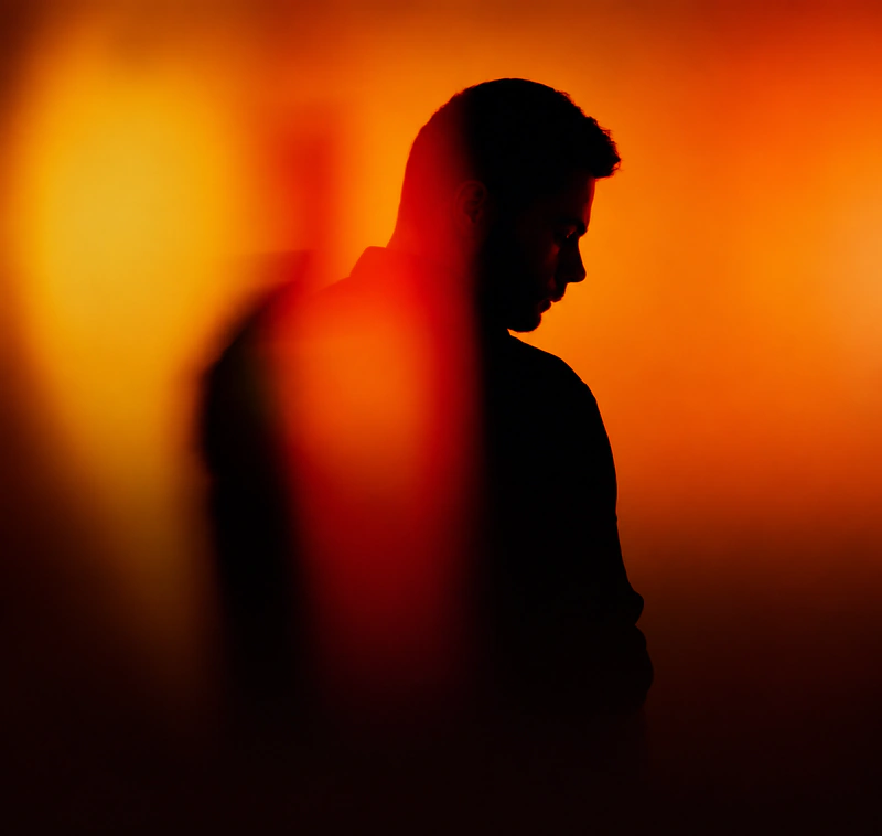 Mental Discipline in an amber and red portrait